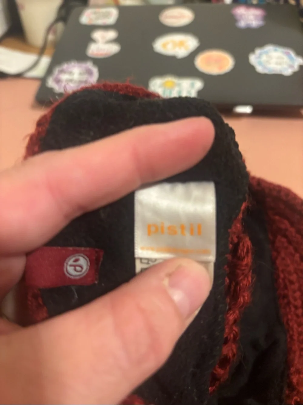 pistil Red and Black Knit Visor Beanie